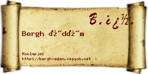 Bergh Ádám névjegykártya